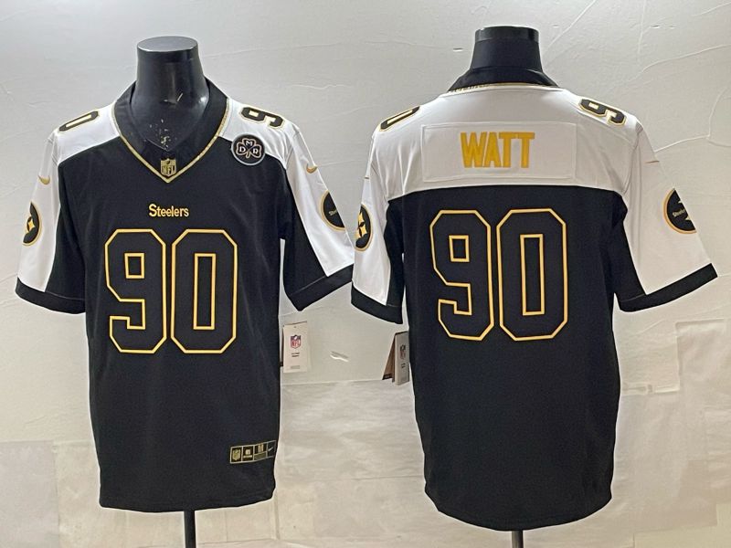 Men Nike 2025 Pittsburgh Steelers #90 Watt Black gold 3th generation Limited NFL Jersey 006->new york yankees->MLB Jersey